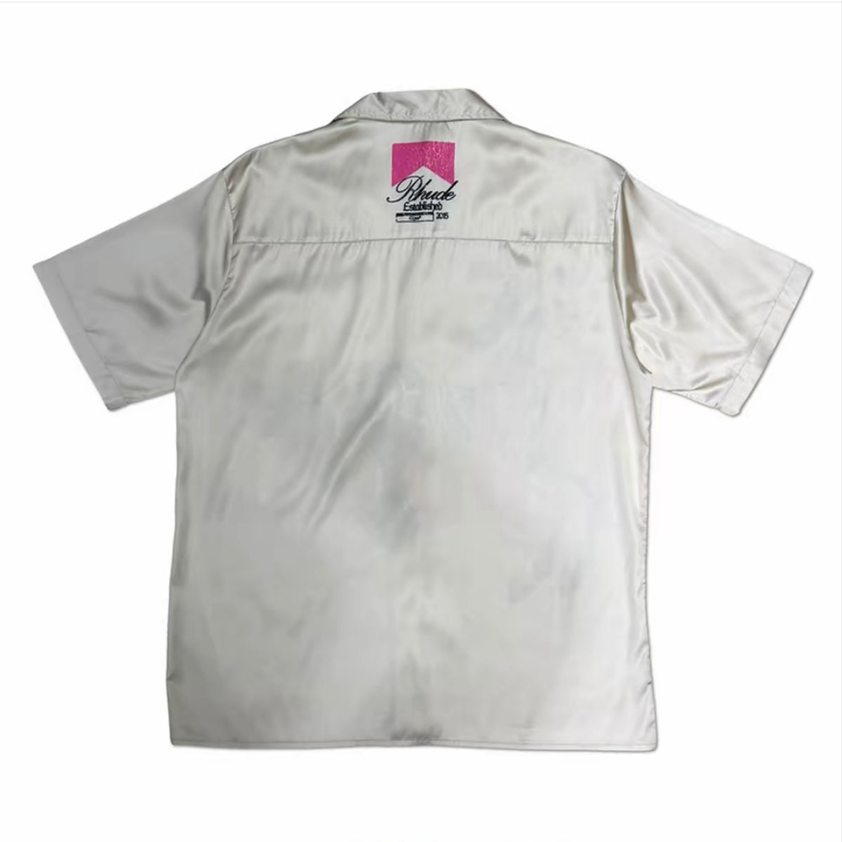 High‑Street Skeleton Horse Print Men’s Cuban Collar Satin Shirt