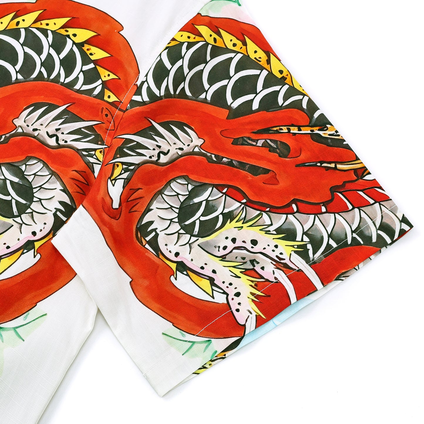 Japanese Red Tiger Printed Camp Collar Short Sleeve Shirt