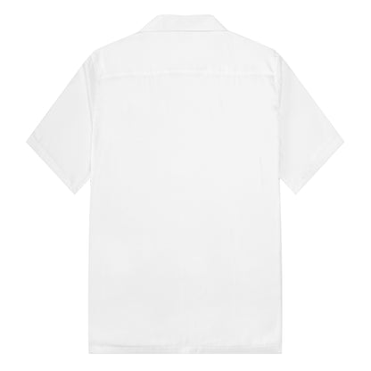 Cat Print Camp Collar Short Sleeve Shirt Simple White Style