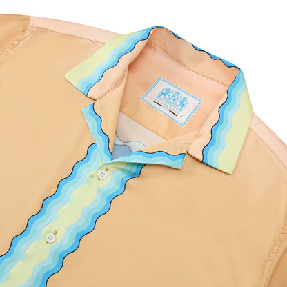 Pingpong Wave Pattern Camp Collar Casual Shirt