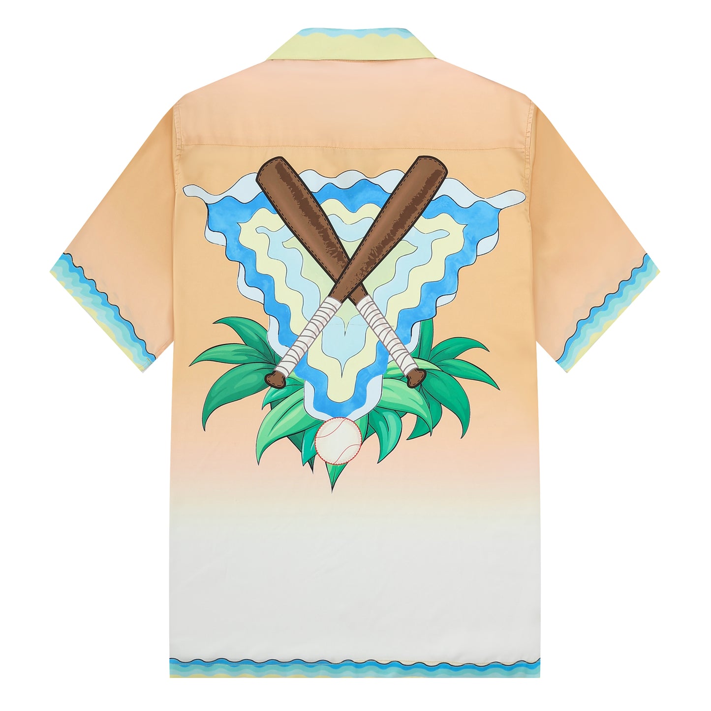Pingpong Wave Pattern Camp Collar Casual Shirt