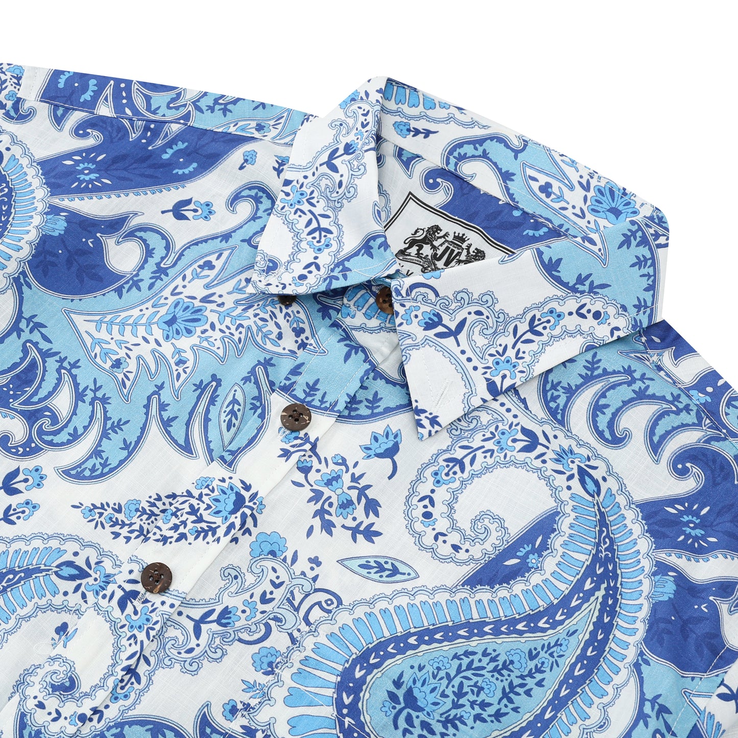 Blue Paisley Pattern Short Sleeve Sports Shirt Festival Wear