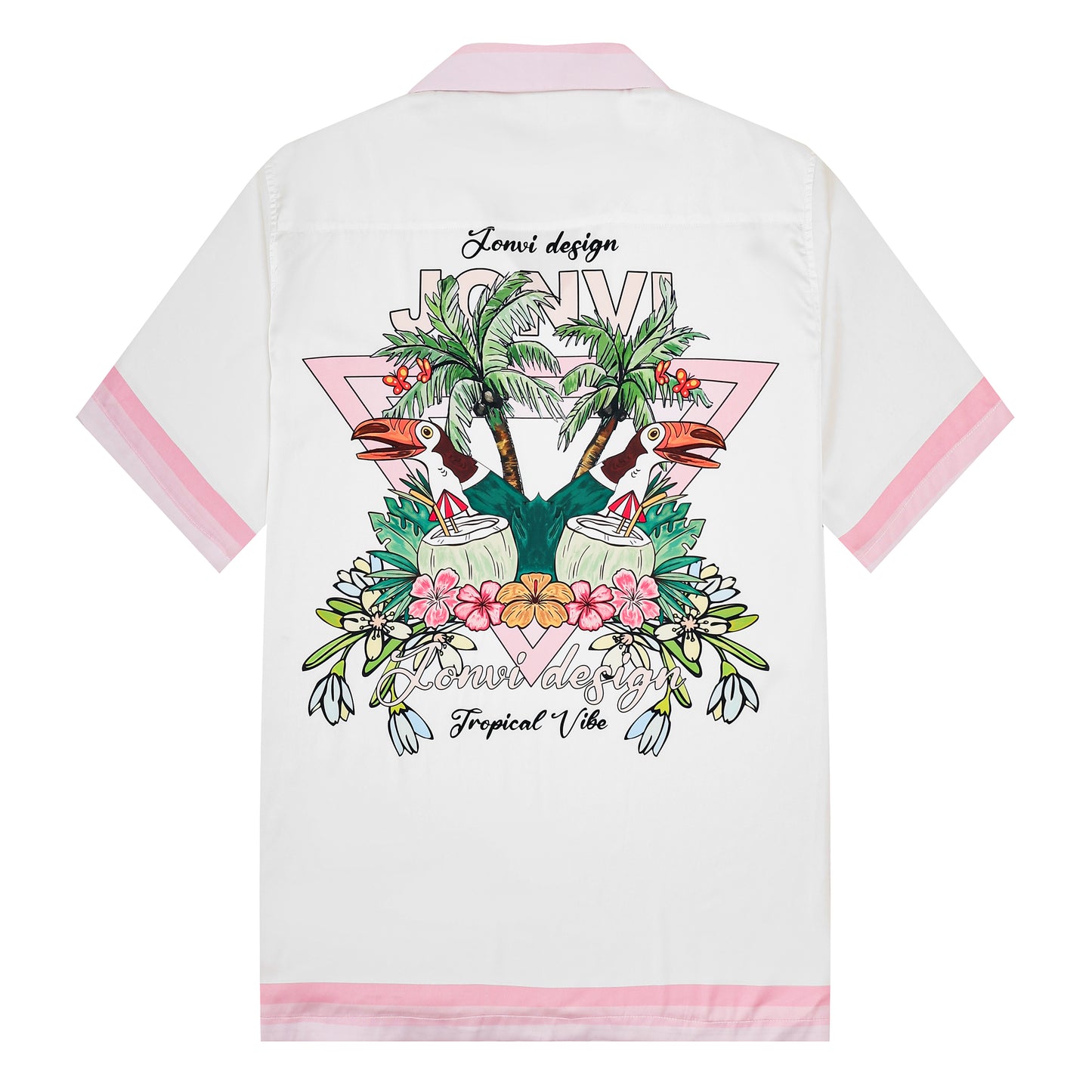 Vacation Wear Palm Tree Pattern Camp Collar Casual Shirt for Men