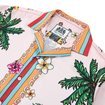 Tropical Vibe Tiki Themed Pattern Short Sleeve Camp Collar Shirt
