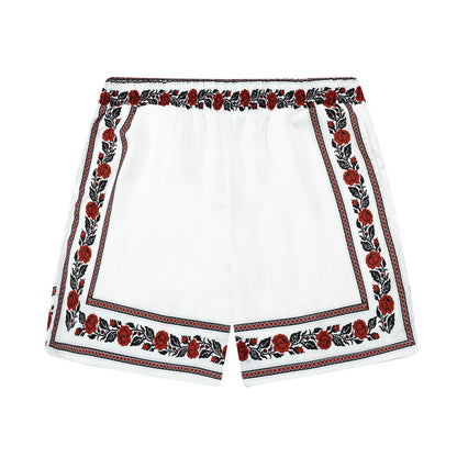 Floral Pattern Cherry Printed Waistband Shorts