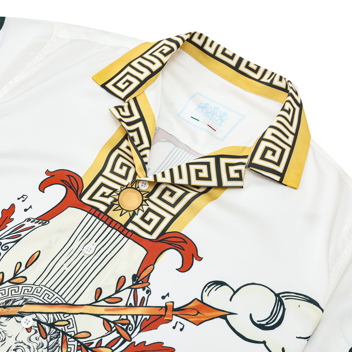Greek God Sun Pattern Camp Collar Casual Shirt for Men