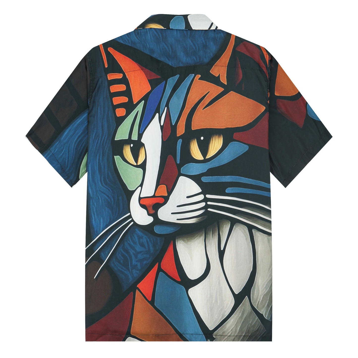 Cat Print Camp Collar Casual Shirt for Men