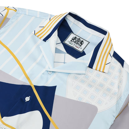 Tennis Court Pattern Short Sleeve Camp Collar Shirt