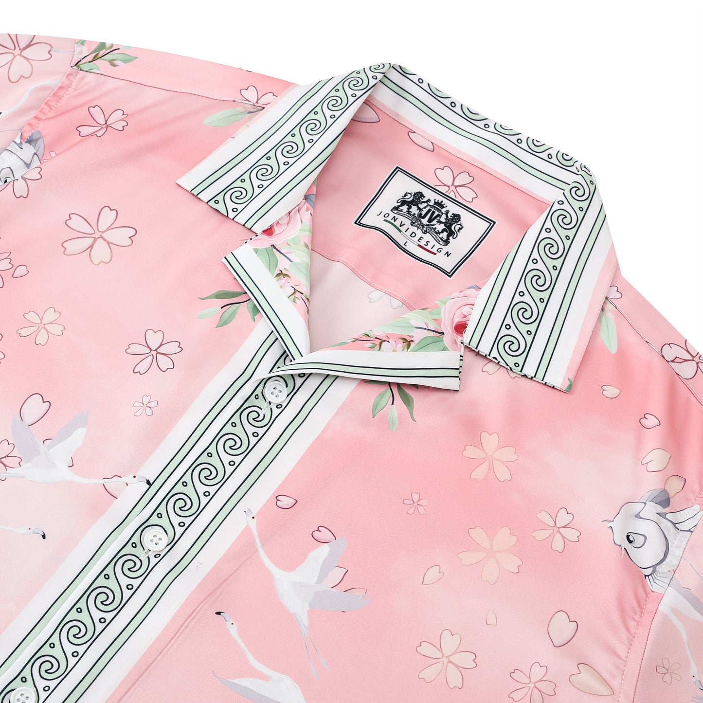 Retro Palace Spotted Dog Print Short Sleeve Camp Collar Shirt