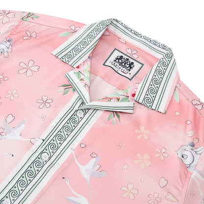 Retro Palace Spotted Dog Print Short Sleeve Camp Collar Shirt