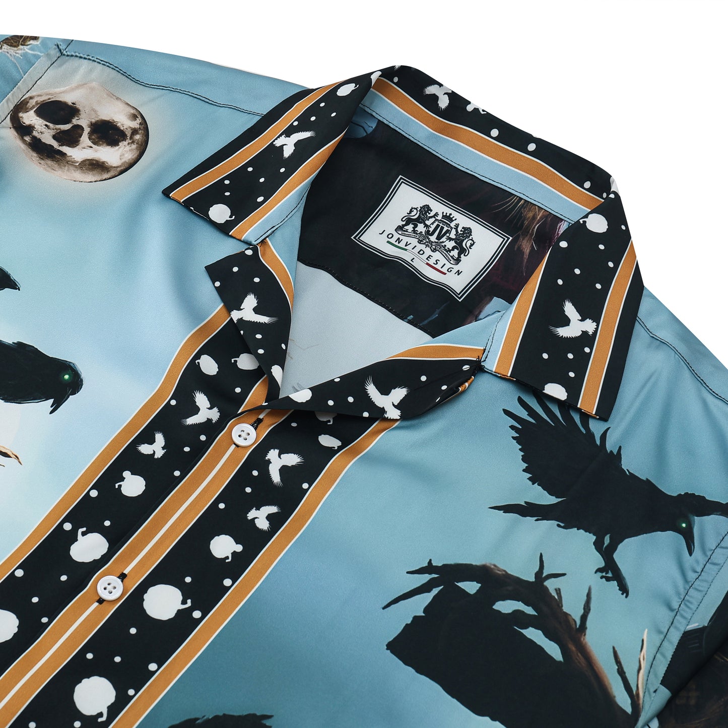 Halloween Bogy Long Sleeve Camp Collar Shirt