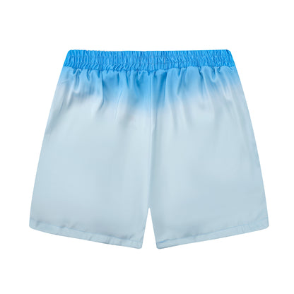 Blue Gradient Mouse Modified Car Print Elastic Waistband Summer Casual Shorts
