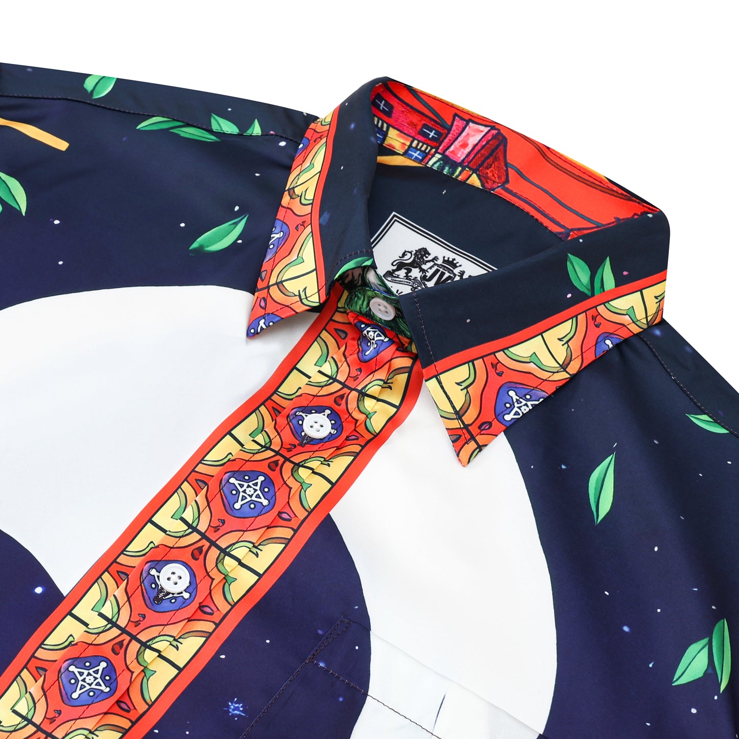 Olive Branch Pattern Short Sleeve Shirt