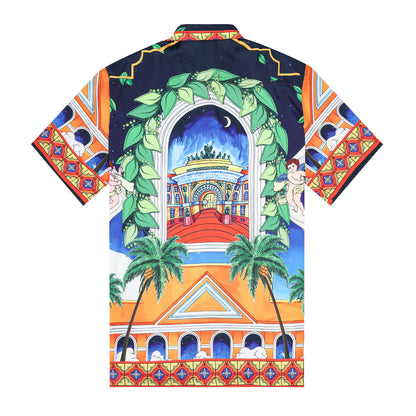 Olive Branch Pattern Short Sleeve Shirt