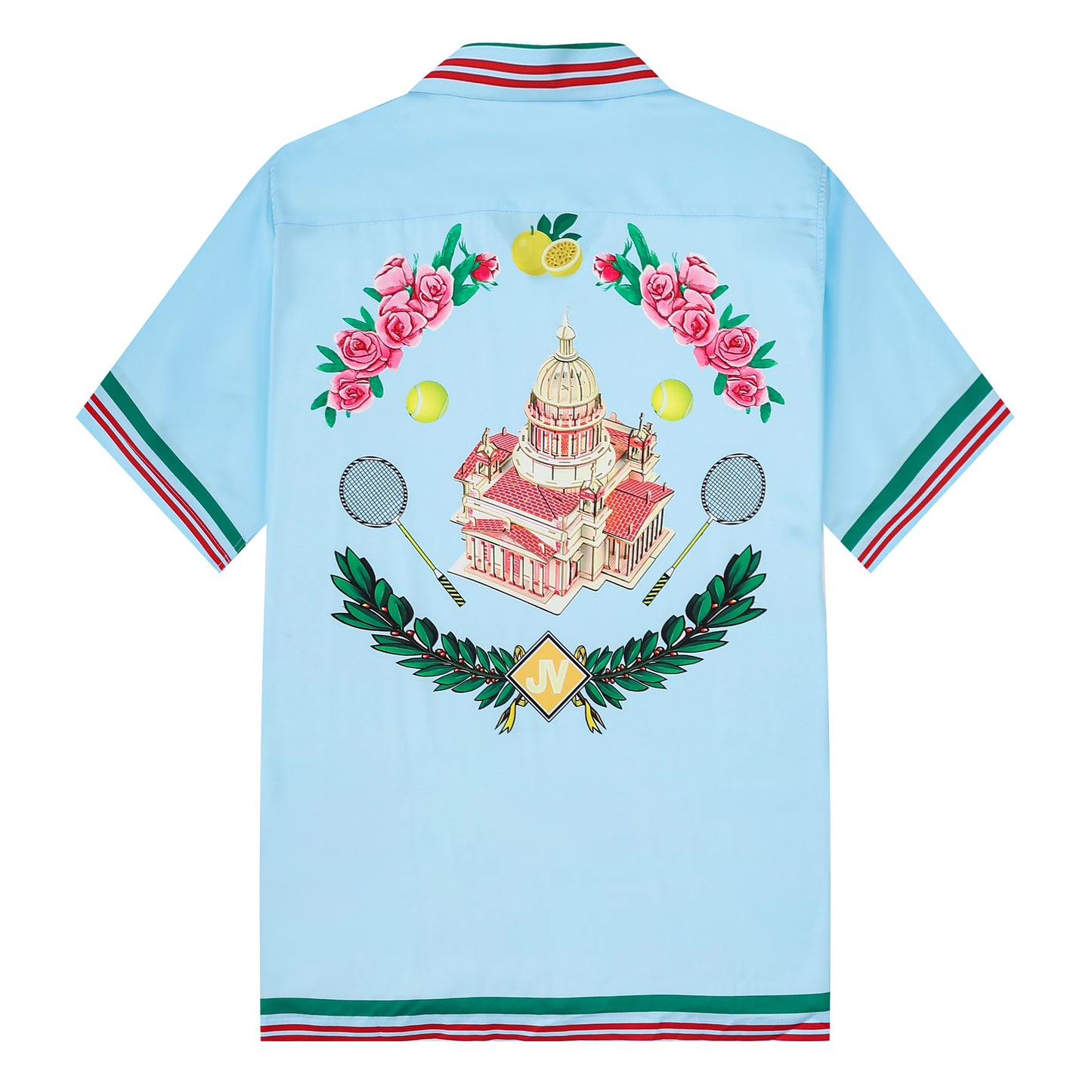 Palace Stripe Design Camp Collar Casual Shirt in Blue
