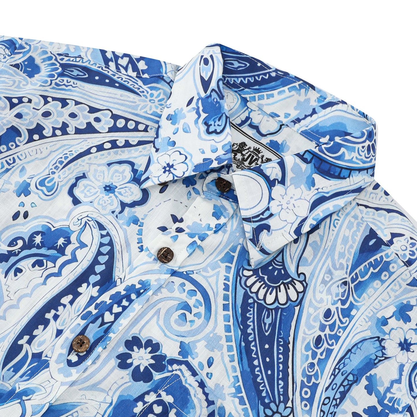 Blue Paisley Short Sleeve Sports Shirt Festival Wear