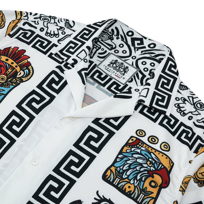 Exotic Pyramid Pattern Camp Collar Casual Shirt for Men