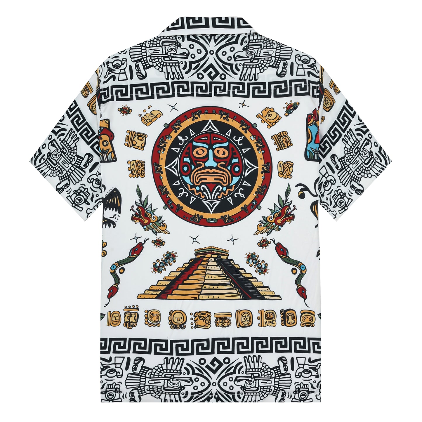 Exotic Pyramid Pattern Camp Collar Casual Shirt for Men
