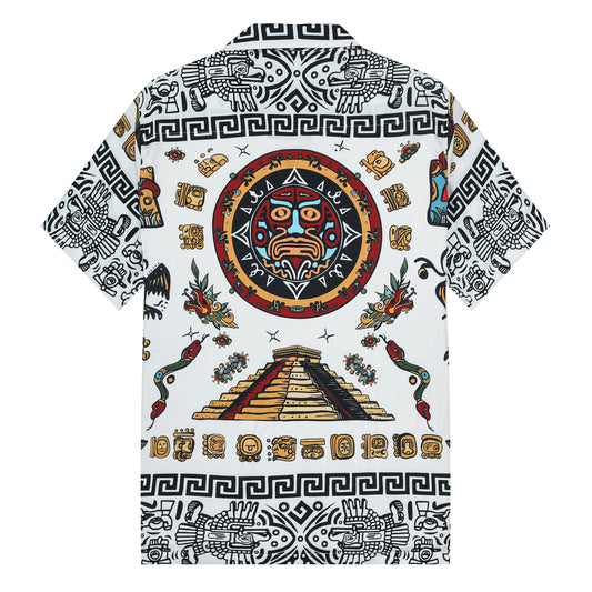 Exotic Pyramid Pattern Camp Collar Casual Shirt for Men