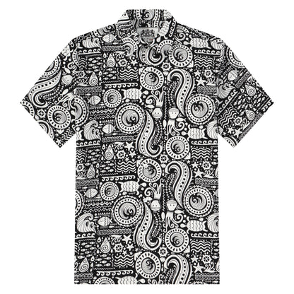 Fish Octopus Pattern Button Short Sleeve Shirt
