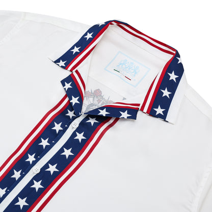 Statue of Liberty Pattern Camp Collar Casual Shirt for Men