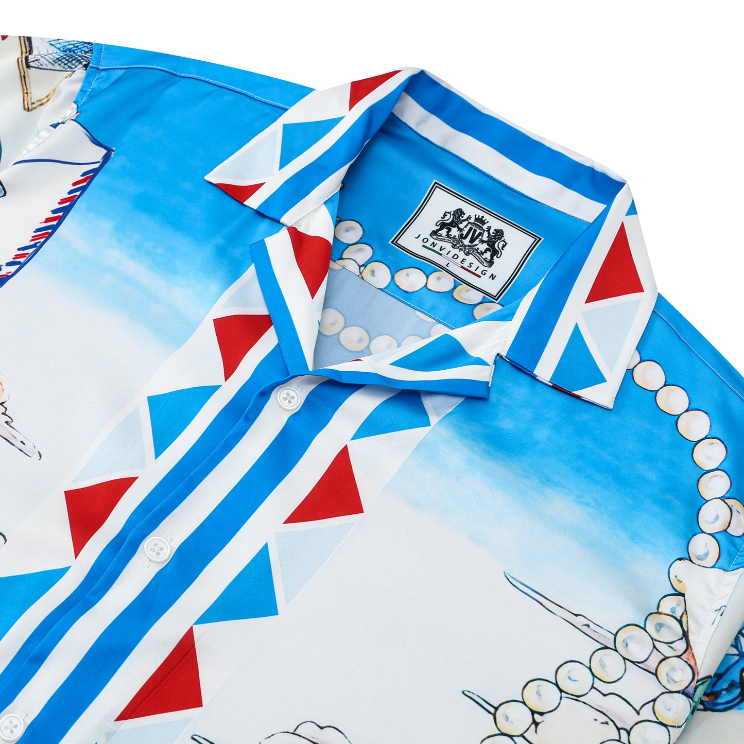 Resort Pattern Print Short Sleeve Camp Collar Shirt