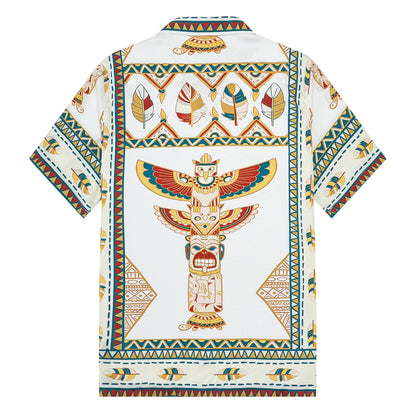 Egyptian Totem Pattern Camp Collar Casual Shirt for Men