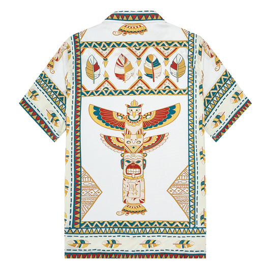 Egyptian Totem Pattern Camp Collar Casual Shirt for Men