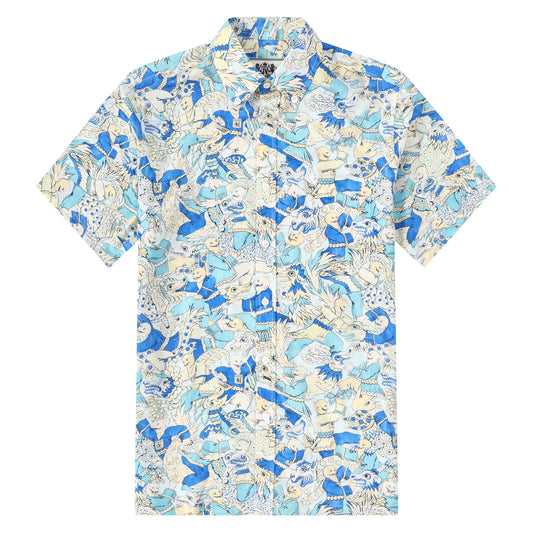 Gragon Dance Button Short Sleeve Shirt