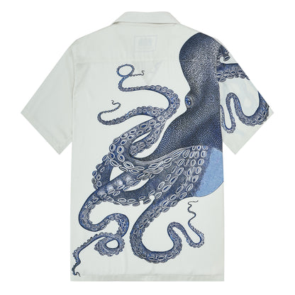 Octopus Print Camp Collar Short Sleeve Shirt