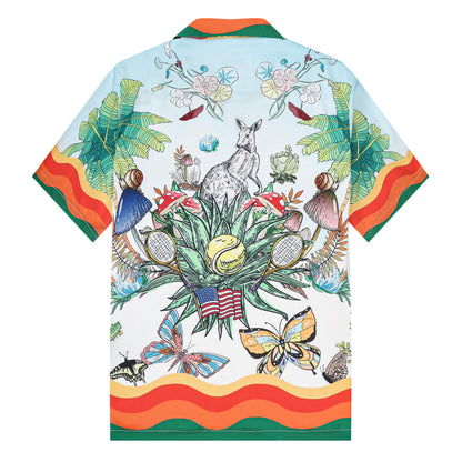 Tropical Print Short Sleeve Camp Collar Shirt