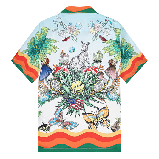 Tropical Print Short Sleeve Camp Collar Shirt