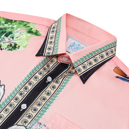 Goddess Statue Pattern Button Up Casual Shirt