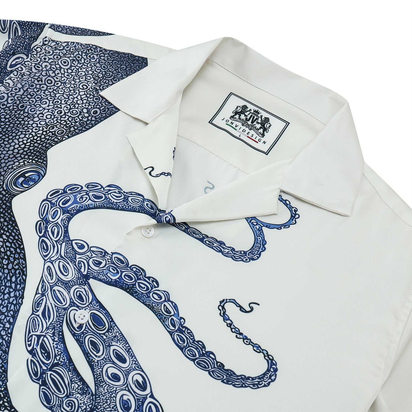 Octopus Print Camp Collar Short Sleeve Shirt