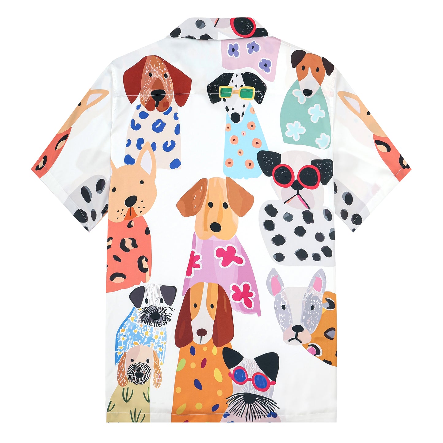 Puppy Paradise Print Camp Collar Short Sleeve Shirt