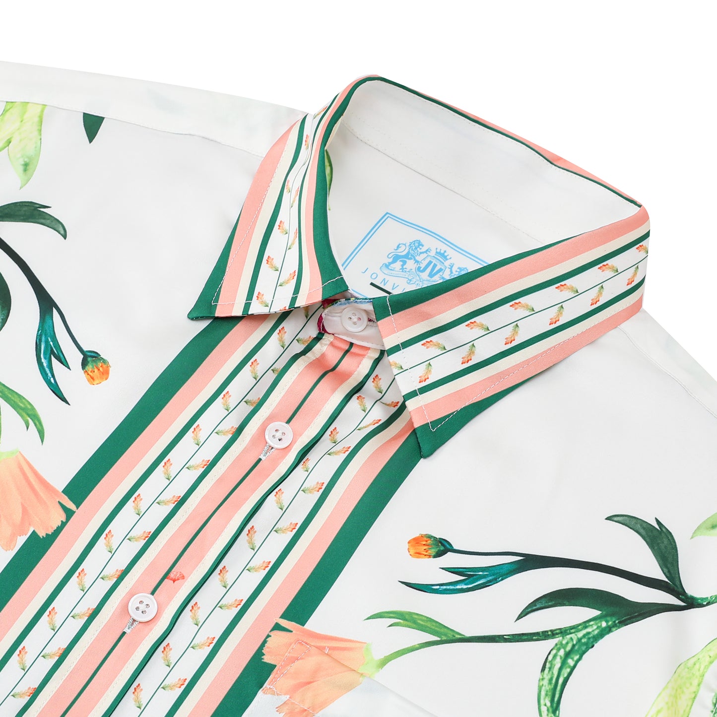Green Floral Pattern Short Sleeve Casual Shirt for Men