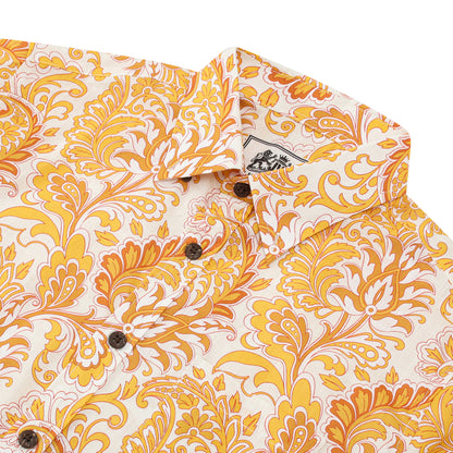 Yellow Floral Pattern Short Sleeve Sports Shirt