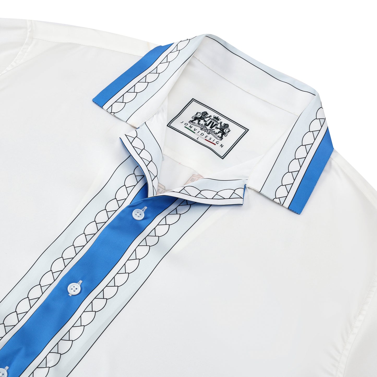 Tennis Palace Pattern Camp Collar Short Sleeve Shirt