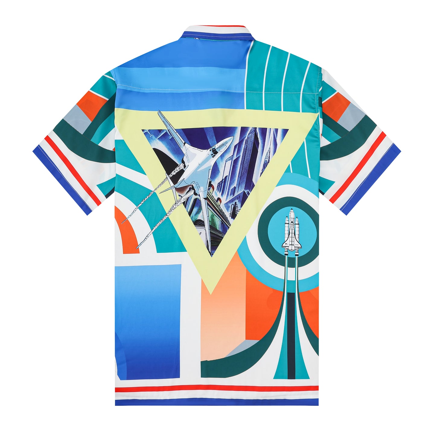 Graphic Design Short Sleeve Shirt for Men in Blue