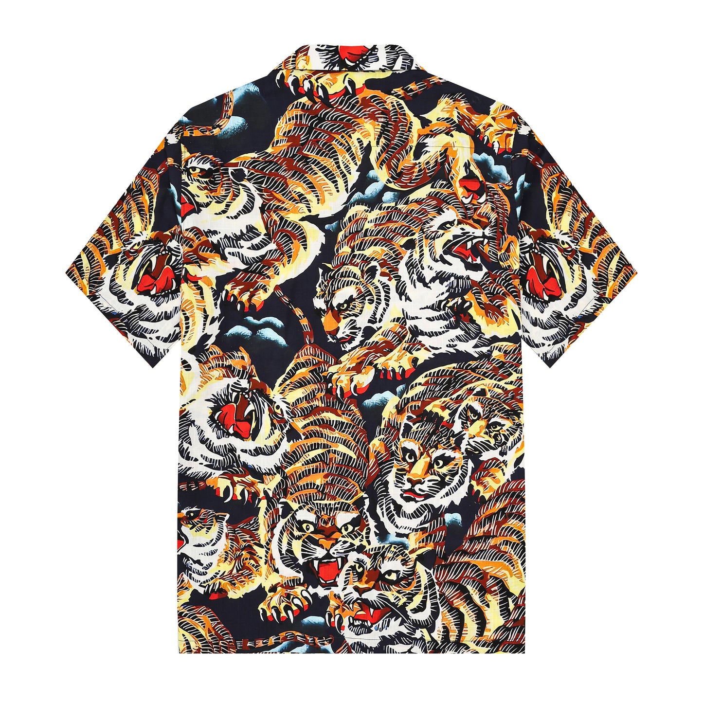 Roar Tiger Printed Camp Collar Short Sleeve Shirt