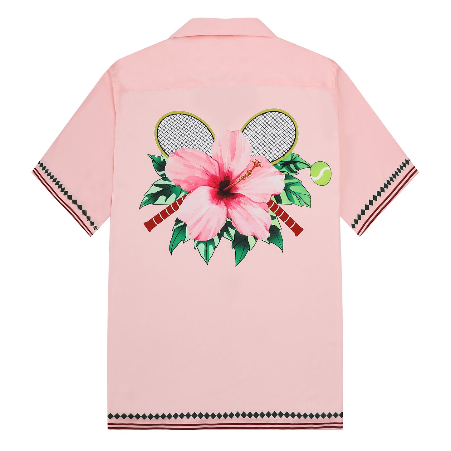 Pink Flower Design Short Sleeve Sports Shirt