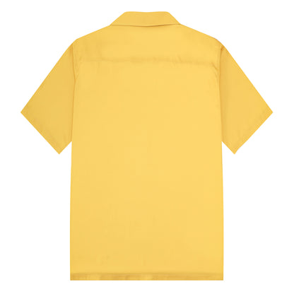 Modified Car Print Yellow Camping Collar Short-Sleeved Shirt