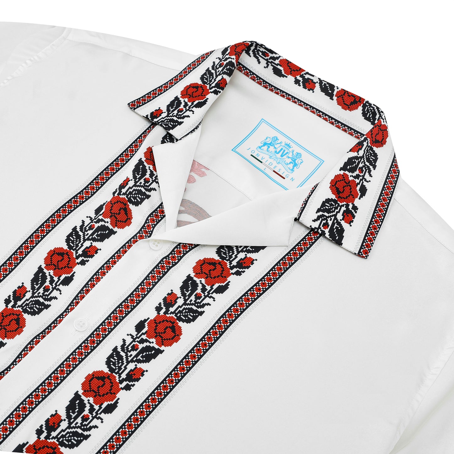 Floral Pattern Camp Collar Long Sleeve Shirt