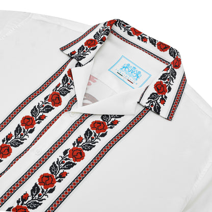 Floral Pattern Camp Collar Long Sleeve Shirt