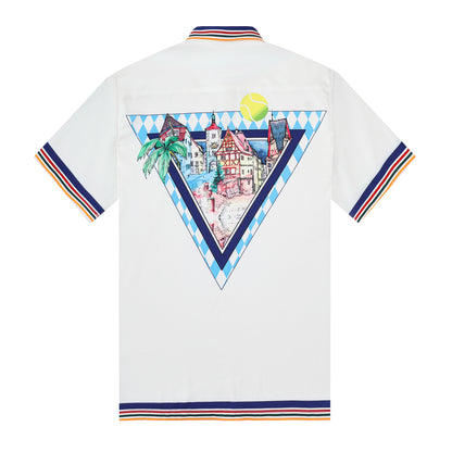 Western Architecture Pattern Short Sleeve Drop Shoulder Shirt