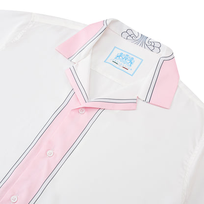 Marine Seahorse Pattern Short Sleeve Camp Collar Shirt