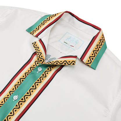 Festival Outfit Tiki Statue Pattern Short Sleeve Camp Collar Shirt