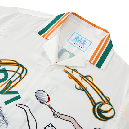 Tennis Court Sports Resort Wear Camp Collar Casual Shirt