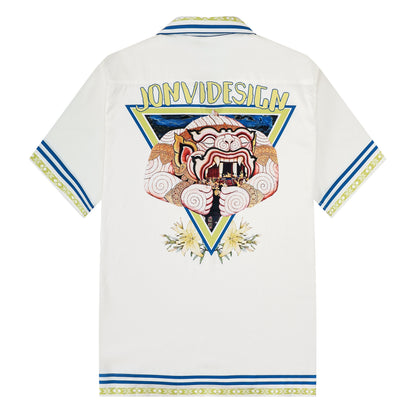 Grand Palace Pattern Short Sleeve Camp Collar Shirt