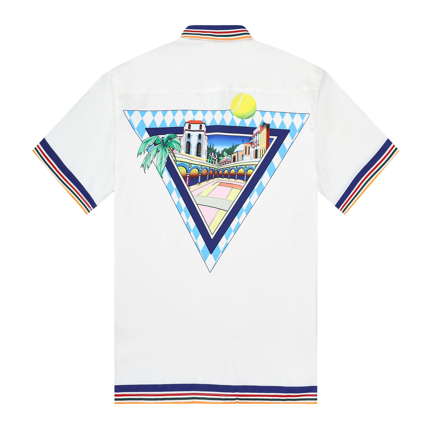 Resort Wear Western Architecture Pattern Short Sleeve Shirt